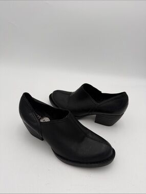 Born Black Women's  Leather Heeled Shoe ankle 7M  booties casual festival Y2K